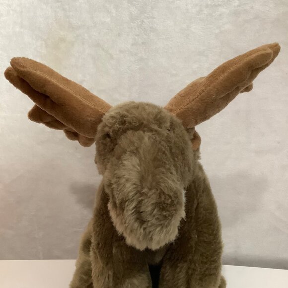 Vtg Brown Moose Elk Plush Stuffed Animal Large Antlers Soft Toy 15" Realistic - Picture 2 of 5